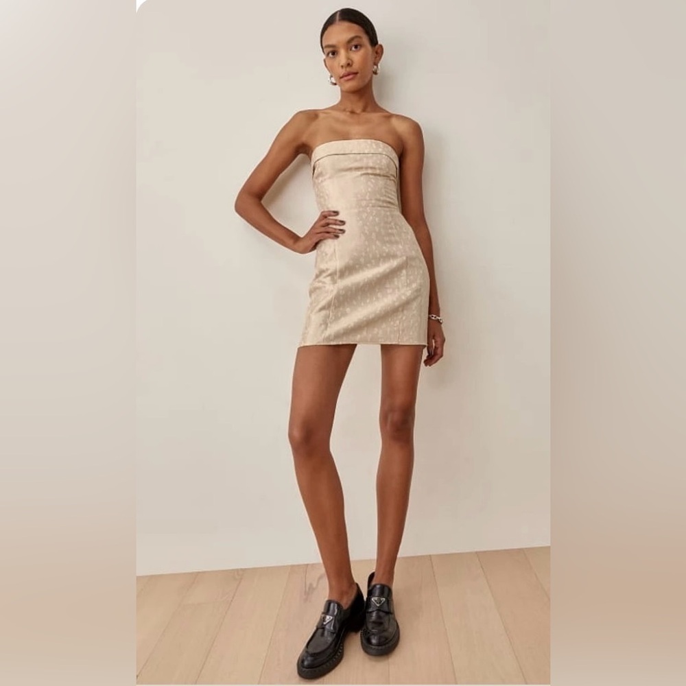 NWT Reformation- Ciaran Mini Dress in Ivory Brocade. Size 10